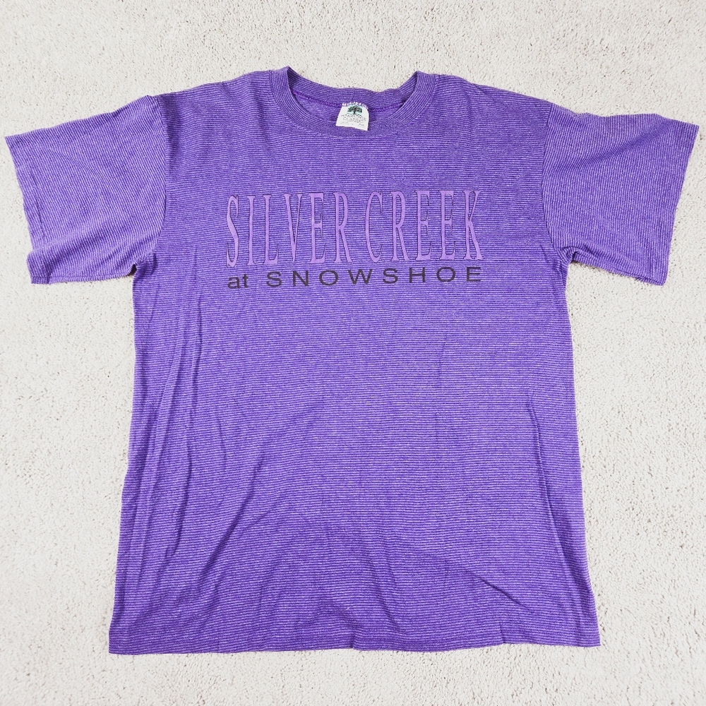 Vintage Kingstree Classic T Shirt Large Single Stitch Purple Stripe Made In USA